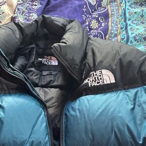 The North Face Black and Teal Down Jacket